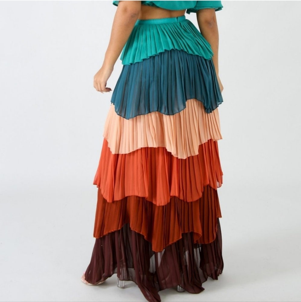 Colorful Multicolored Tiered Skirt - Picture 6 of 8